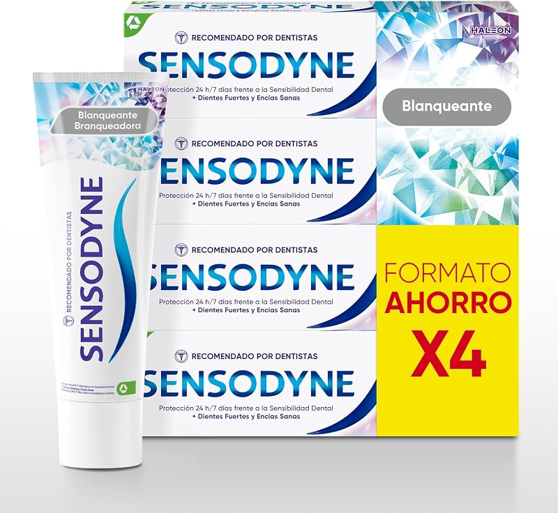 Blanqueante Pasta De Dientes, Alivio Sensibilidad, Pack 4x75 ml