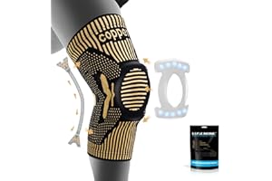 Professional Copper Knee Brace - Knee Compression Sleeve Support for Men Women with Patella Gel Pad & Side Stabilizers, Knee 