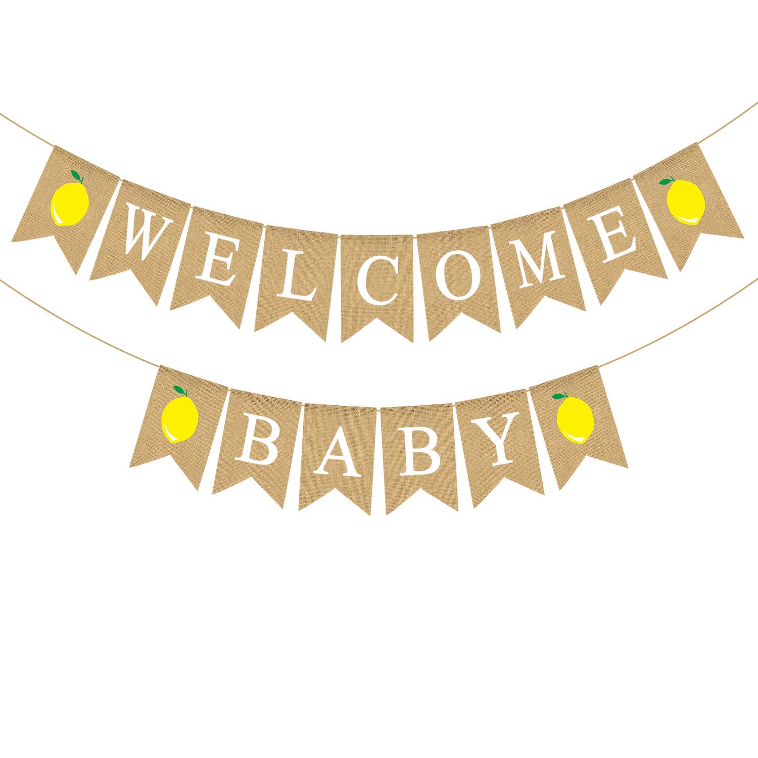 Photo 1 of Jute Burlap Welcome Baby Banner Lemon Themed Baby Shower Diaper Party Decoration Supply
