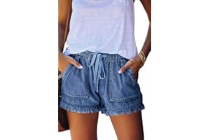 HVEPUO Women Casual Summer Shorts Elastic High Waisted Short Pants with Pockets