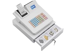 VPABES 48 Keys Electronic Cash Register with Cash Drawer, Supports Create Reports and Thermal Printing Technology, Programmable Cash Register with Display Screen for Small Businesses Retail Store Restaurant