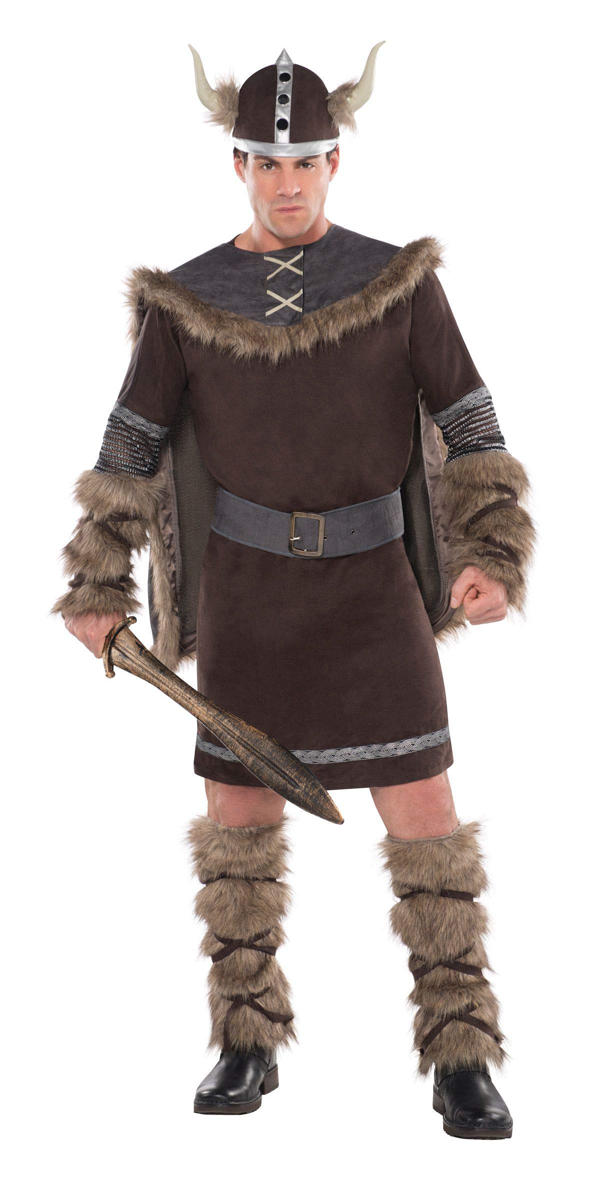 Adults Viking Fighter Costume with Cape and Viking Helmet - Size L/XL - 1 PC, Viking Warrior