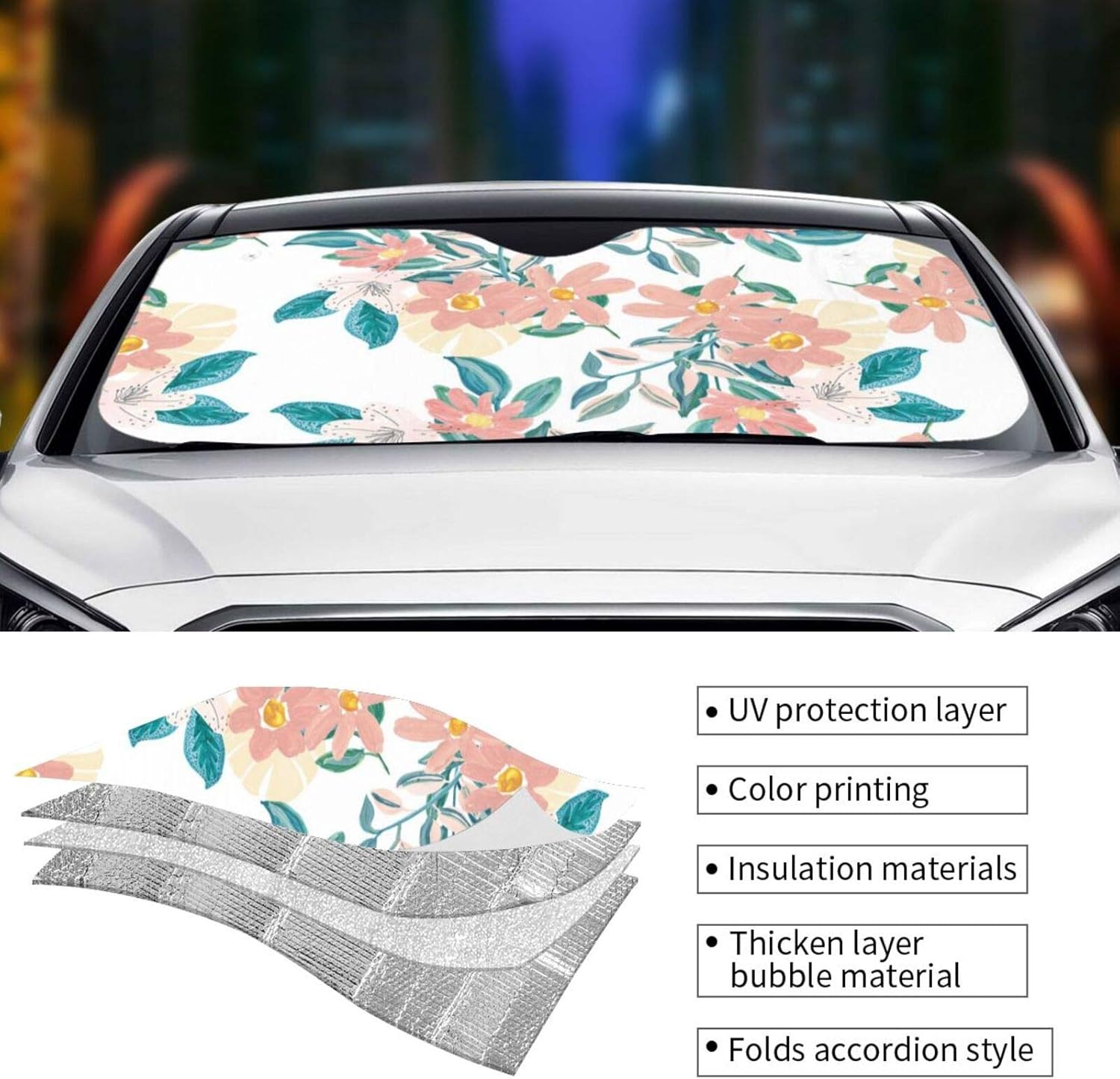 Lbuxinqu 6 Windshield Sun Visor, Used for Car SUV Truck (13070cm and 14076cm) Front Window Sunshade Sunshade: Sports & Outdoors