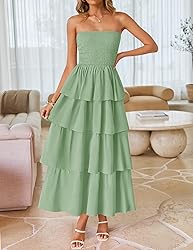ZESICA Women‘s Summer Boho Strapless Maxi Dress