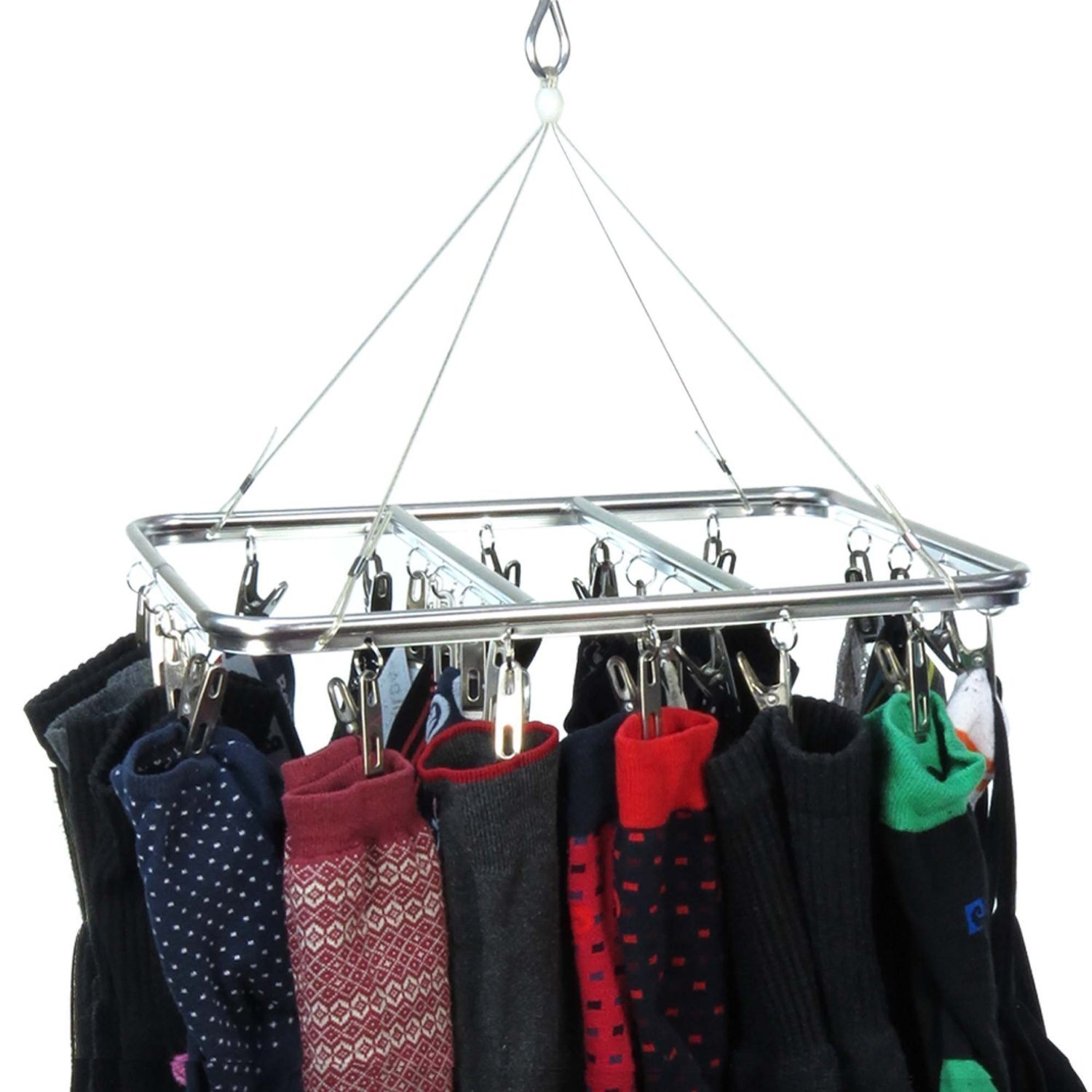 HANGERWORLD 26 Peg Stylish Aluminium Metal Indoor Sock & Underwear