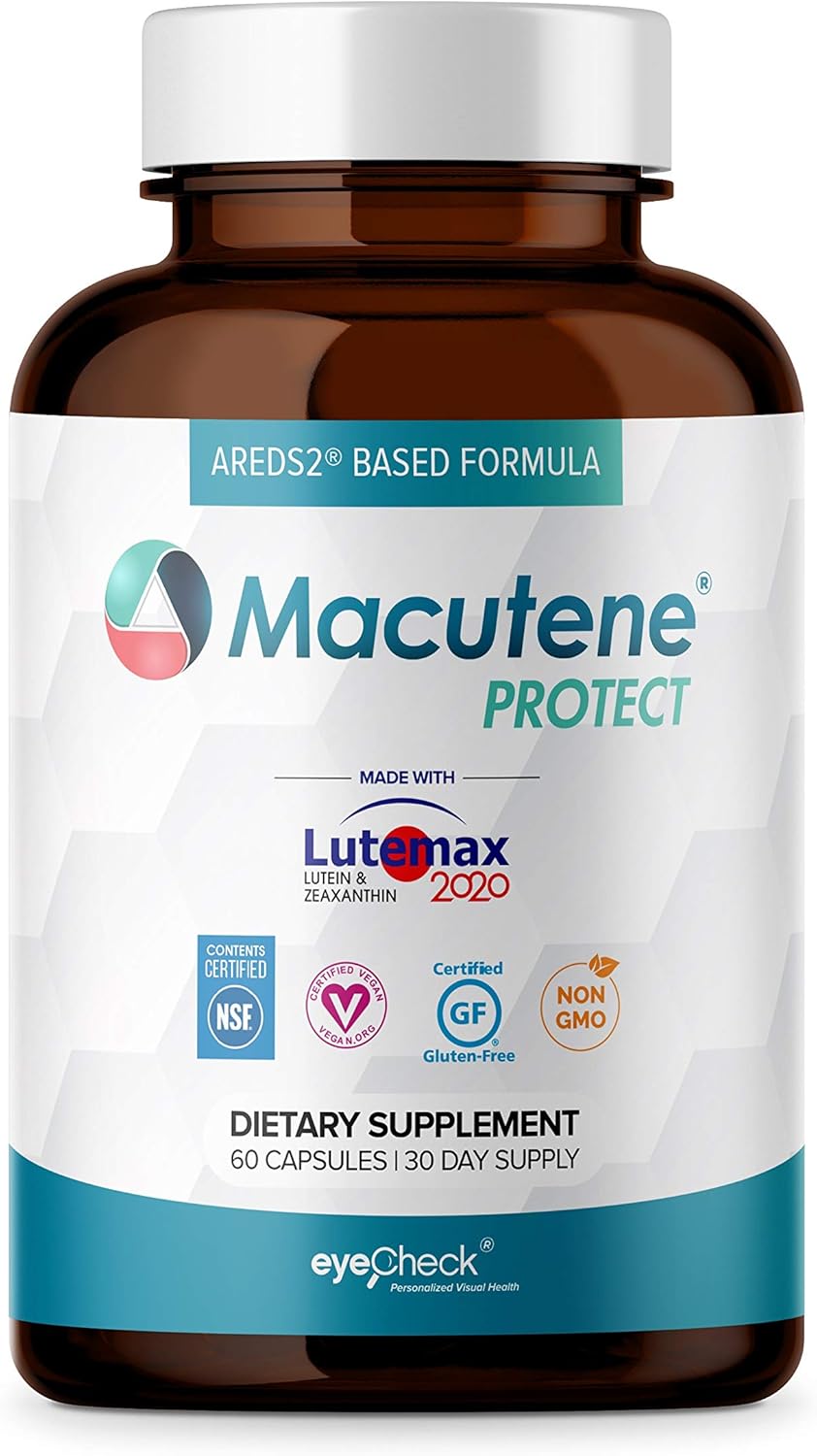 Natural Eye Health Vitamins with Bilberry Zeaxanthin Lutein - Macular Support Supplement, Formula Based On AREDS2® Clinical Trials Plus Carotenoids Quercetin EGCG - Macutene® Protect (60 Capsules): Health & Personal Care