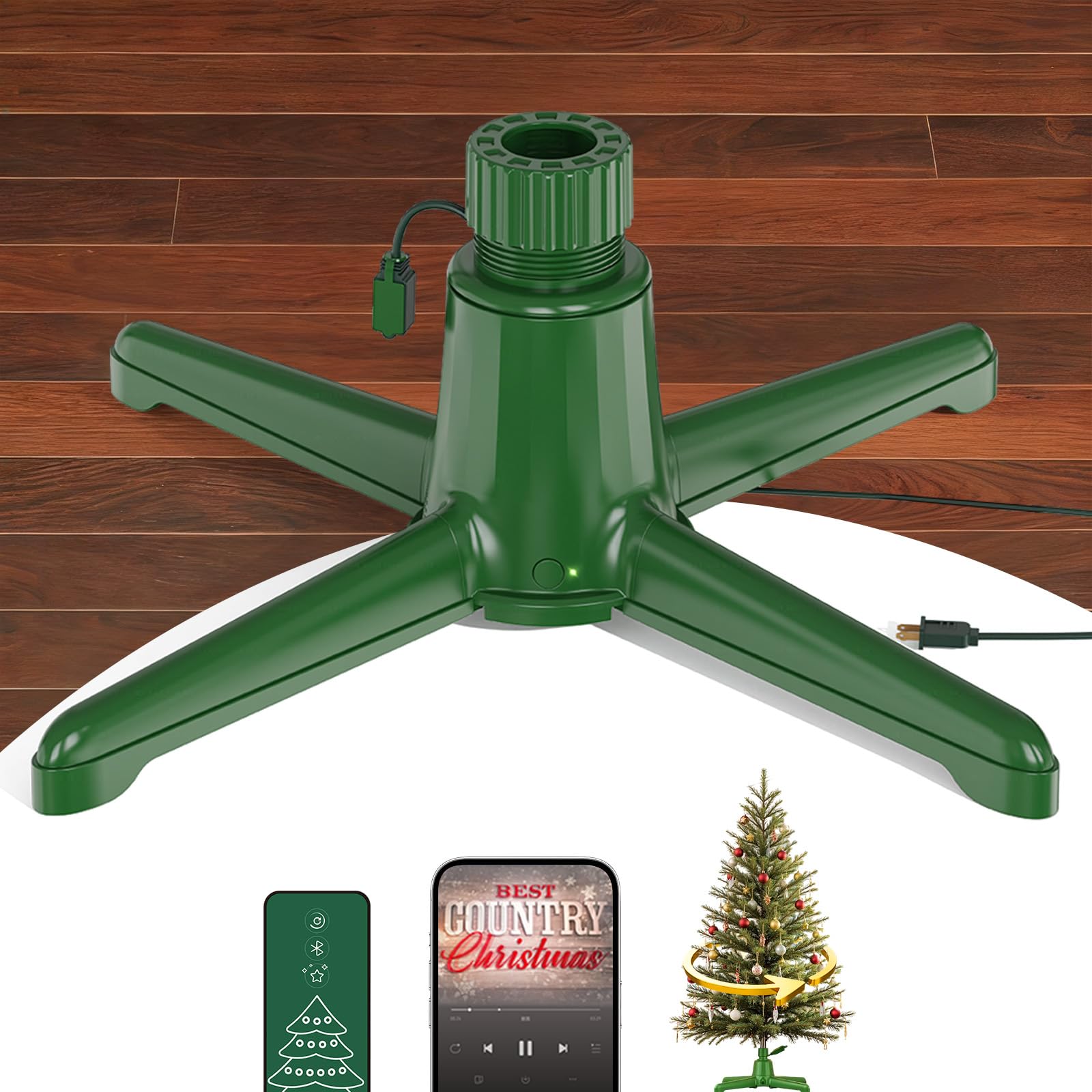 Photo 1 of ?Patent Pending? Musical Rotating Christmas Tree Stand, UL Certified Up to 9ft 120 lb Artificial Christmas Tree with Speaker, Spinning Stand with Remote, Fit for 1.25-2" in Tree Poles - 800W