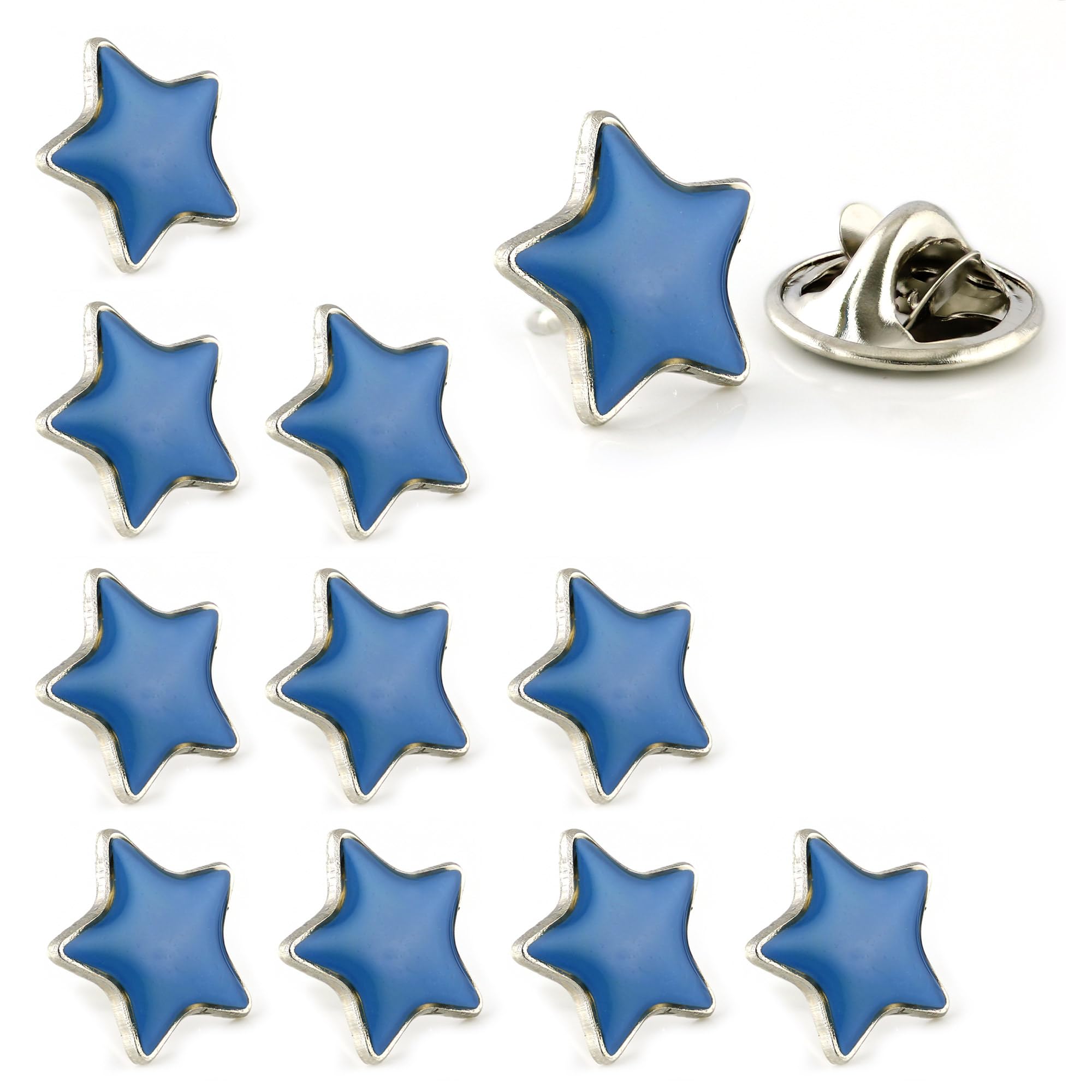 BLUE Star Pin Badge | 10Pcs (13mm) School Reward, employee recognition, student achievement or in the workplace for rewarding performance (Blue)