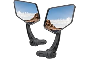 DRCKHROS 1 Pair Bike Mirror Handlebar end Mount Bicycle Mirrors E-Bike Mirrors, HD Glass Convex Mirror, Rotatable And Adjustable Wide Angle Rear View Shockproof Mirrors,Safe Cycling Bike Accessories.