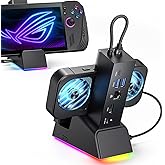 JSAUX Docking Station for ROG Ally X/ROG Ally/Steam Deck/Legion Go, 7-in-1 ROG Ally X Dock with RGB Cooling Fan, HDMI 4K@120Hz, Gigabit Ethernet, Dual USB & USB C 3.0, 100W PD Charging - HB0705