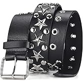 Studded Belts Women Y2K Belt Star Belts Black Girl Ladies Spike Stud Punk Waist Belt for Halloween Cosplay