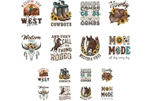 ANATTASOUL 16 Sheets Iron on Transfers for T-Shirts Cowboy and Horse DTF Heat Transfers Ready to Press, Washable Vinyl Iron o
