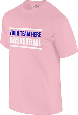 Custom Basketball Warm-Up Short Sleeve T-Shirt (Unisex, Youth/Adult) - Add Your Team Name Pink 