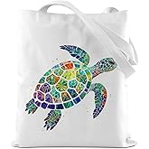 CFGBFDGH Turtle Gifts Shark Gifts Tote Bag, Hedgehog Horse Gifts for Women Girls, Animals Reusable Grocery Bag Shopping Bag