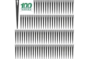 RedChili 100 Pack 1/4 Inch Drip Irrigation Support Stakes, Plastic, 5.68 Inch, Barb Connector, Ideal for 1/4-Inch Tubing, Indoor/Outdoor Use