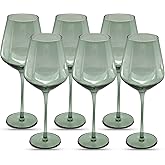 Saludi Original Light Blue Sea Wine Glasses, 16.5oz (Set of 6) Stemmed Single Color Teal Green Sea Foam Glass - Great for All Wine Types and Occasions or Gifts - Luxury, Durable, Hand-Blown
