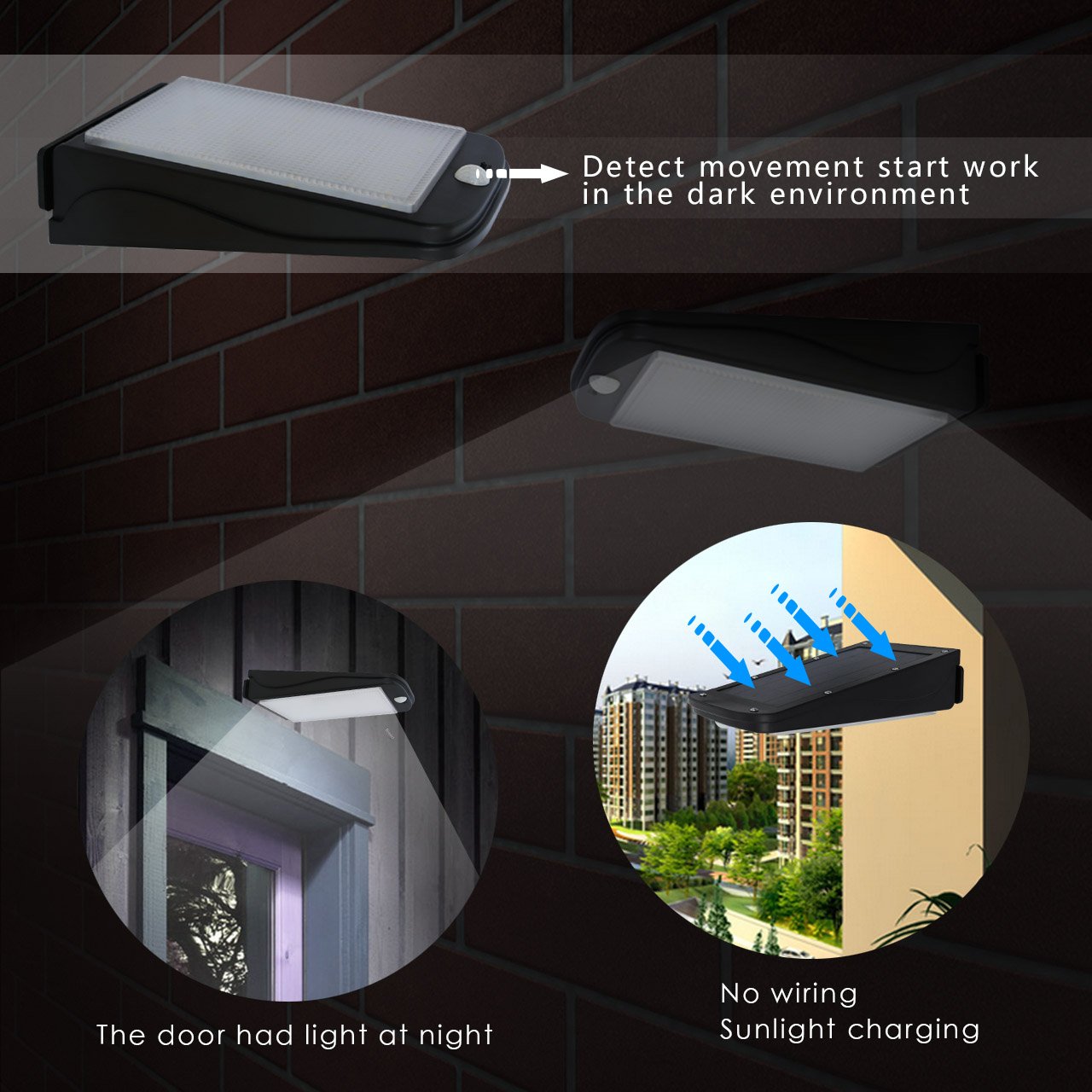 Solar Motion Sensor Lights Outdoor,Aityvert Super Bright 300 Lumen Aluminum Material Spotlight Waterproof Wireless Security Wall Light for Garden,Patio,Deck,Yard,Driveway (2 Pack)