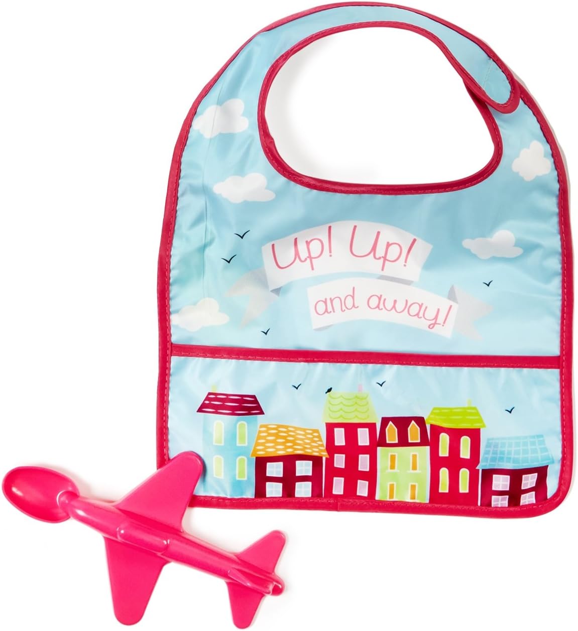 Pink Aeroplane Spoon and Bib Set