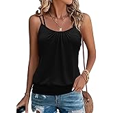 Micticsi Women's Sexy Spaghetti Strap Tank Tops Banded Bottom Scoop Neck Sleeveless Tops 2025