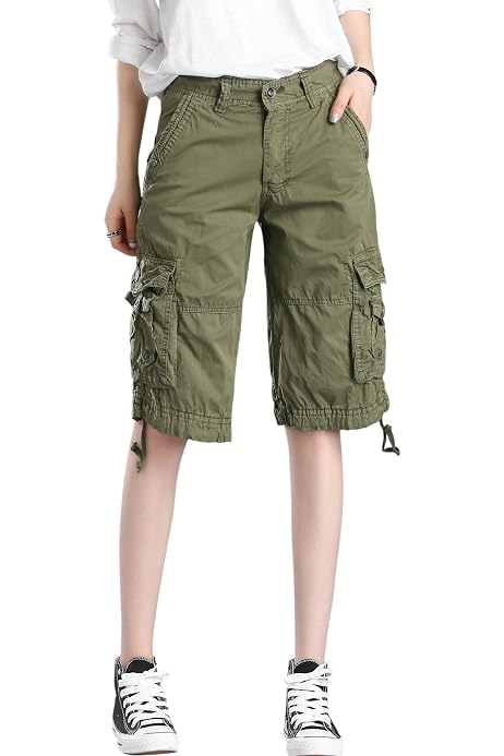 Cargo Shorts Twill Loose Knee Length 