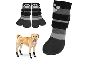 BEAUTYZOO Anti Slip Dog Socks Boots, Dog Shoes for Hot/Cold Pavement Snow Rain Days,Waterproof Grip Dog Booties Paw Protector for Hardwood Floor, Prevent Licking for Small Medium Large Senior Old Dogs