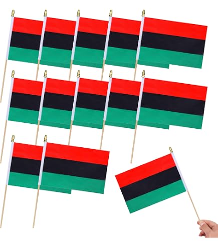 QQSD 12 Bandiere Afroamericane Con Asta In Legno E Punta A Lancia - Decorazione