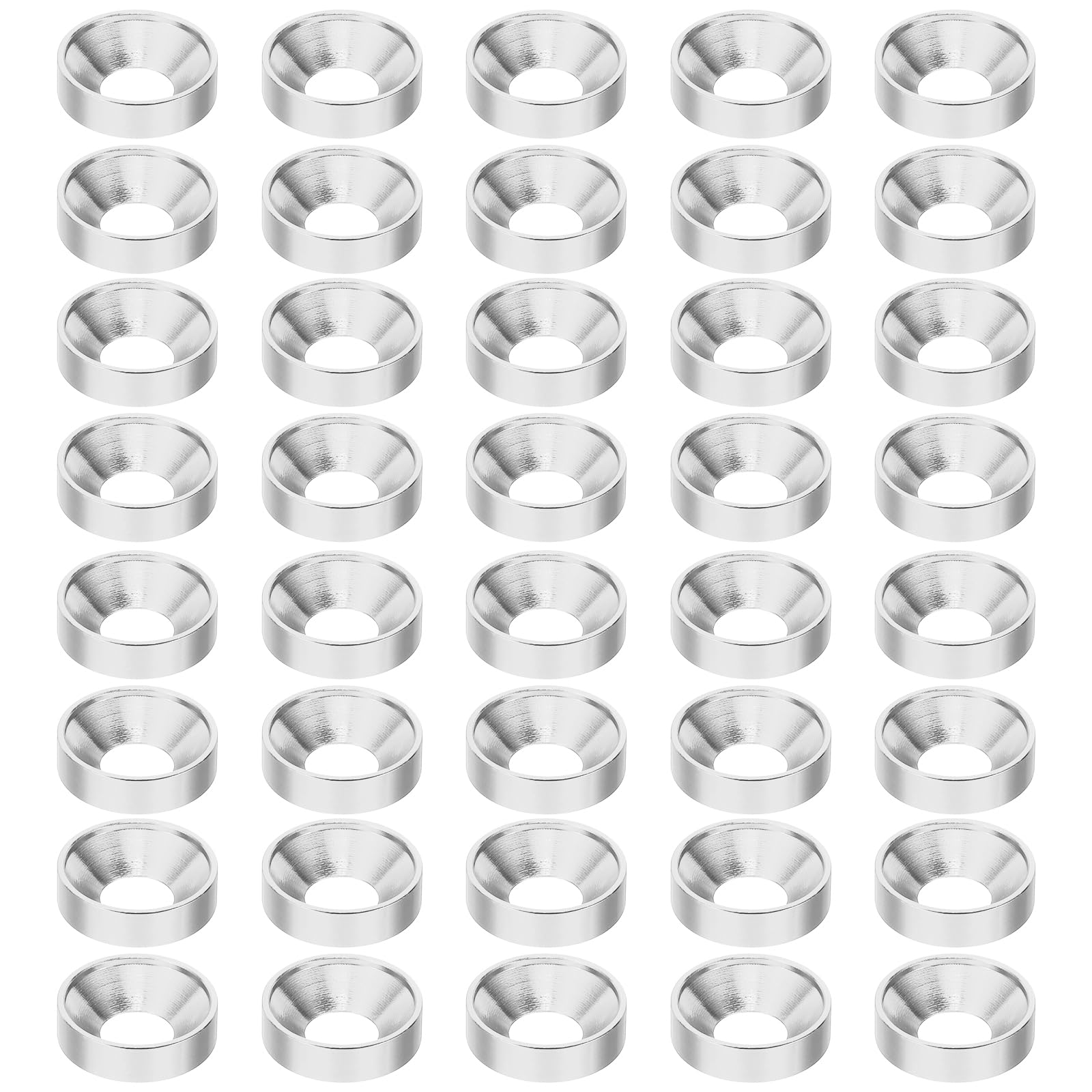 PATIKIL M8 Finish Countersunk Washer, 60pcs Anodized Aluminum Alloy Flat Cup Head Screw Gasket Bolt for Mechanical Accessories Parts DIY Models, Silver Tone