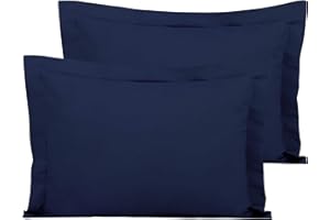 FLXXIE Microfiber Standard Pillow Shams Set of 2, Fade, Wrinkle and Shrinkage Resistant Soft Pillow Covers with Envelope Closure Euro Sham Covers (Navy Blue, 20x26 Inches)
