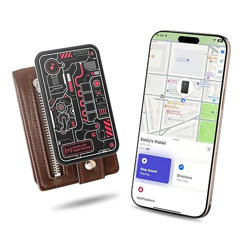 MFish Wallet Tracker Card, GPS Bluetooth Tracker, Air-Tag Works with Apple Find My (iOS Only), Solar-Powered Smart Card Wallet Finder, Item Locator for Backpack, Luggage Tags, Passports, Keys