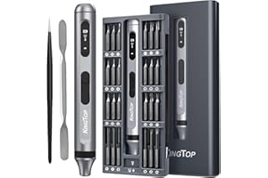 KINGTOP Precision Screwdriver Set, 52‑in‑1 S2 Steel Magnetic Bits, Anti‑Slip Handle, Pop‑Up Aluminum Case – Mini Electric Screwdriver Kit for Electronics Repair, Phones, Laptops & Gadgets