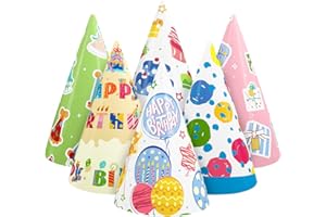 WERNNSAI Birthday Party Hats - 12 Pcs Birthday Party Supplies Cone Hat Headbands Colorful Paper Party Hats for Kids
