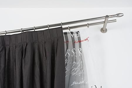 Complete Satin Steel Incasa Curtain Pole O 20 Mm Without Rings