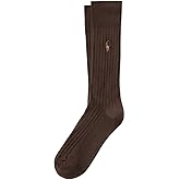 POLO RALPH LAUREN mens Egyptian Cotton Ribbed Dress Slack Crew Socks - 1 Pair Pack - Embroidered Pony