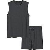 Latuza Men's Bamboo Viscose Tank Top and Shorts Pajamas Set