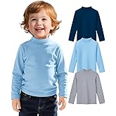 Witwot 3 Pack Toddler Boy Mock Turtleneck Shirts Baby Boys Long Sleeve T-Shirt Soft Cotton Thermal Undershirt Size 18M-5T