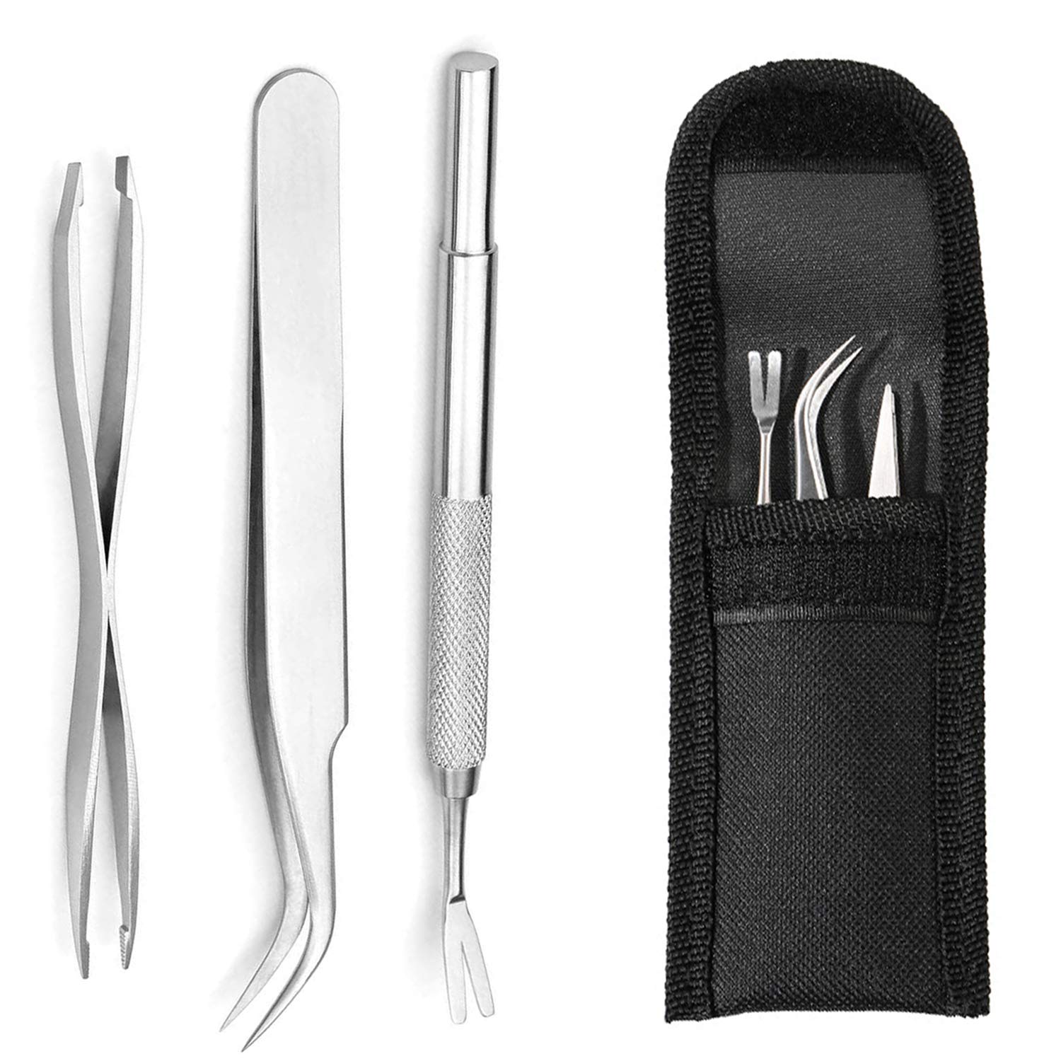 EasyULT 3PCS Tick Remover Tool Set, Tick Removal Tool, Stainless Steel Tick Remover, Tick Hook Kit Included Removal Tweezers+ Tick Shovel, for Animals, for Humans, Dogs, Cats