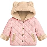 grehava Baby Girl Winter Jackets Coat 6M-3Y Toddler Light Button-up Outwear with Hooded