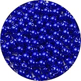 200pcs Pearl Beads 10mm Pearl Craft Beads Smooth Round Loose Pearls with Holes for Bracelet Necklace Earring Jewelry Making Sewing Crafts Home Decoration Vase Filler (Royal Blue)