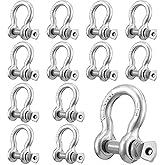 Otoolling 12 Pack 1/2 Inch D Ring Shackles, Galvanized Carbon Steel Screw Pin Anchor Shackles, D-Shackles for Marine, Mining, Forestry, Land Transport, Home Use
