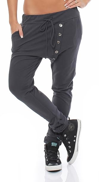Zarmexx lässige Damen Hose Sweathose Haremshose Sweatpants Baumwollhose Freizeit Boyfriend Jogginghose Baggy Loose fit