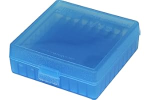 MTM Case-Gard P-100-22-24 22-Long Rifle 100 Round Flip-Top Ammo Box, USA Made, Clear Blue
