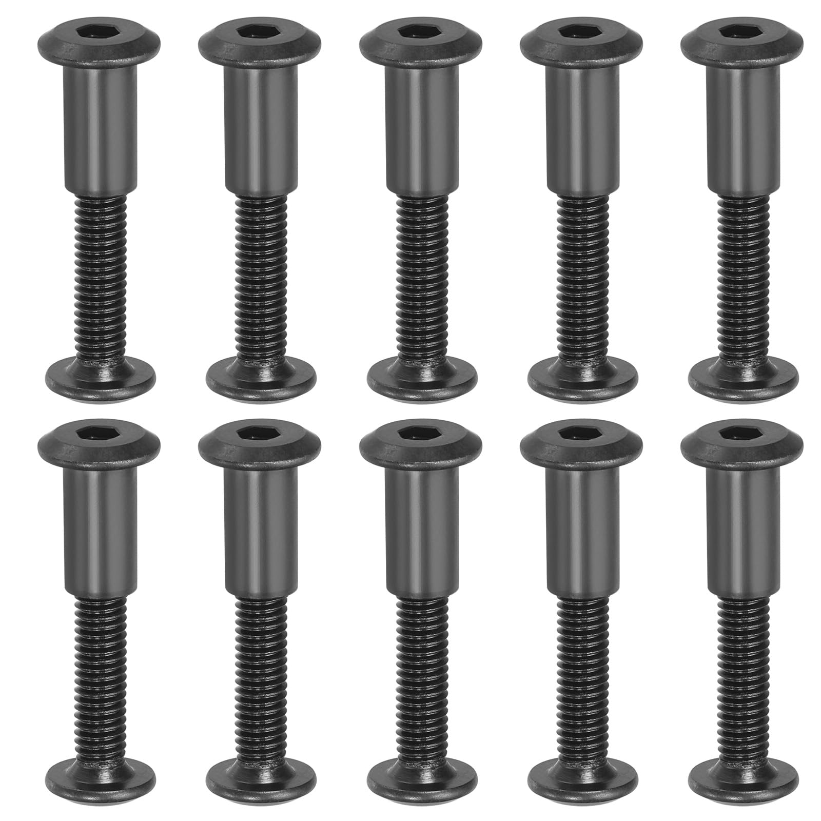 PATIKIL M6 x 25 mm Hex Chicago Screws, 10 Set Binding Screw Posts Connecting Hex Drive Socket Cap Bolt Nuts for Scrapbook Leather Belt Album Photo Furniture Repair, Black