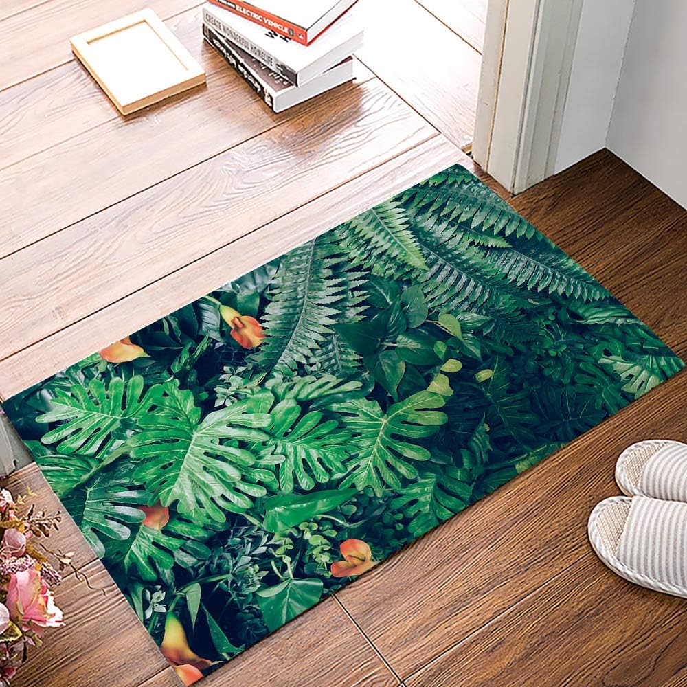 Palm Tree Indoor Doormat Front Door Mat, Green Tropical