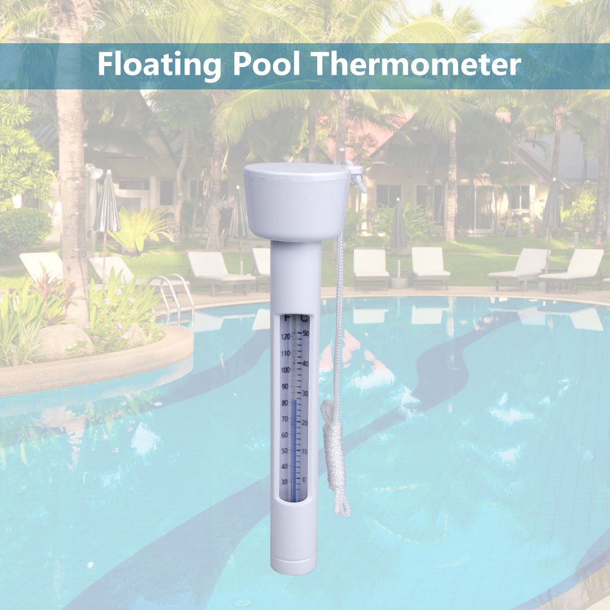 Magicfun Thermomètre Flottant de Piscine, avec Une Corde, Résistant aux Chocs pour Tous Les & piscines, Spas, Hot Tubs, Aquariums & Les Étangs du Poisson