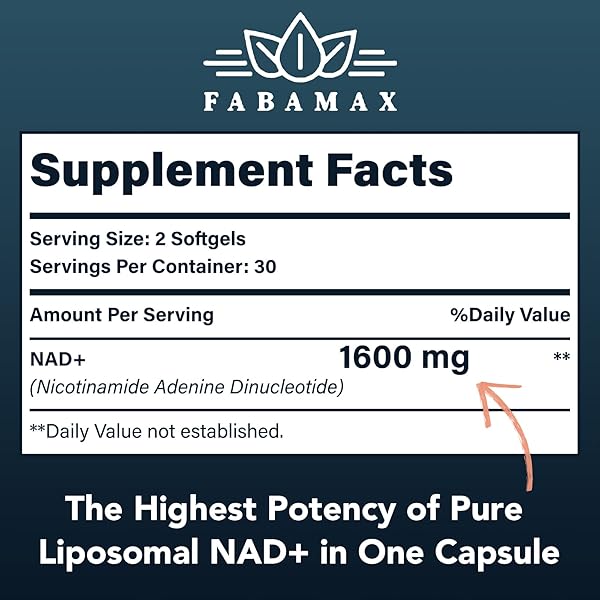 1600 MG LIPOSOMAL NAD SUPPLEMENT, 98% PURE NAD+ SUPPLEMENT, SUPERIOR ABSORPTION, ALTERNATIVE TO NICOTINAMIDE RIBOSIDE OR NADH TO BOOST NAD+ FOR AGING DEFENSE, ENERGY, LONGEVITY,60 SOFTGELS