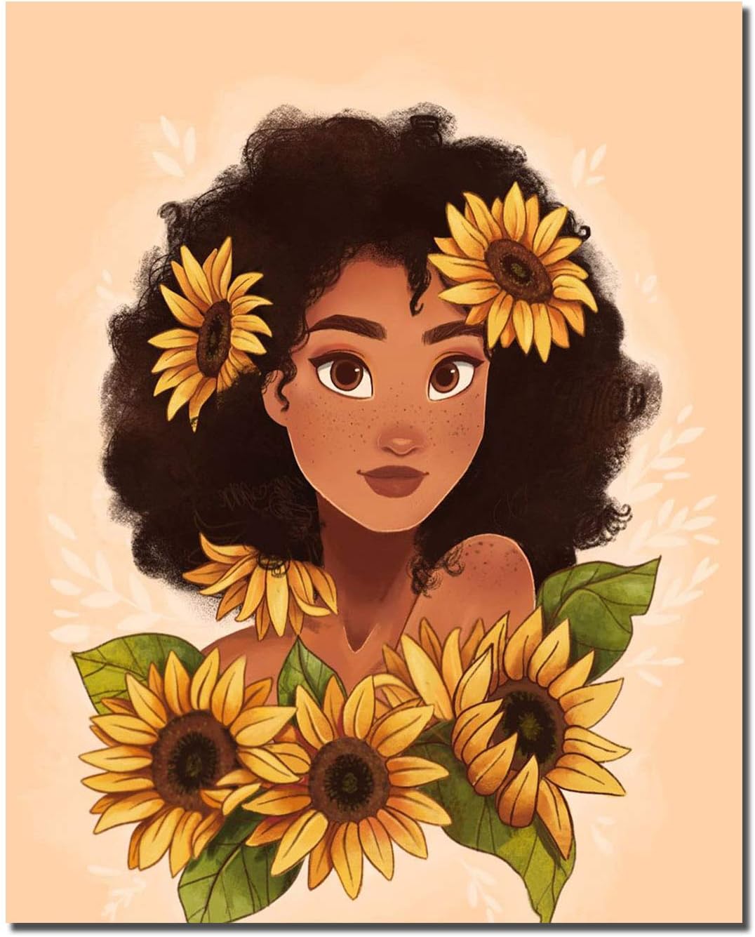 Amazon Com Lb African Girl Framed Canvas Wall Art American Black Girls Wall Art Canvas Prints Sunflower Artwork Living Room Bedroom Bathroom Framed Home Decor Ready To Hang 12x16 Inch Posters Prints