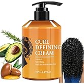 Argan Oil Curl Defining Cream, Anti Frizz Curling Cream to Define All Natural Curl Types and Textures Moisturizing Long-Lasting Styling Volume 9.46 FL OZ
