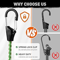 HORUSDY 10-Piece Heavy Duty Bungee Cords with Metal