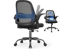 AMSEATEC Ergonomic Mesh Office Chair for Home Office, Flip-Up Arms, Breathable Mesh Back & Thick Seat Cushion, Swivel Rolling Computer Desk Chair, BIFMA Certified, Supports 300 lbs (Black Frame/Black Seat)