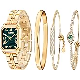 TIME100 Women's Rectangle Bracelet Watch Set Premium Crystal Accented Bangle Watch W50889L